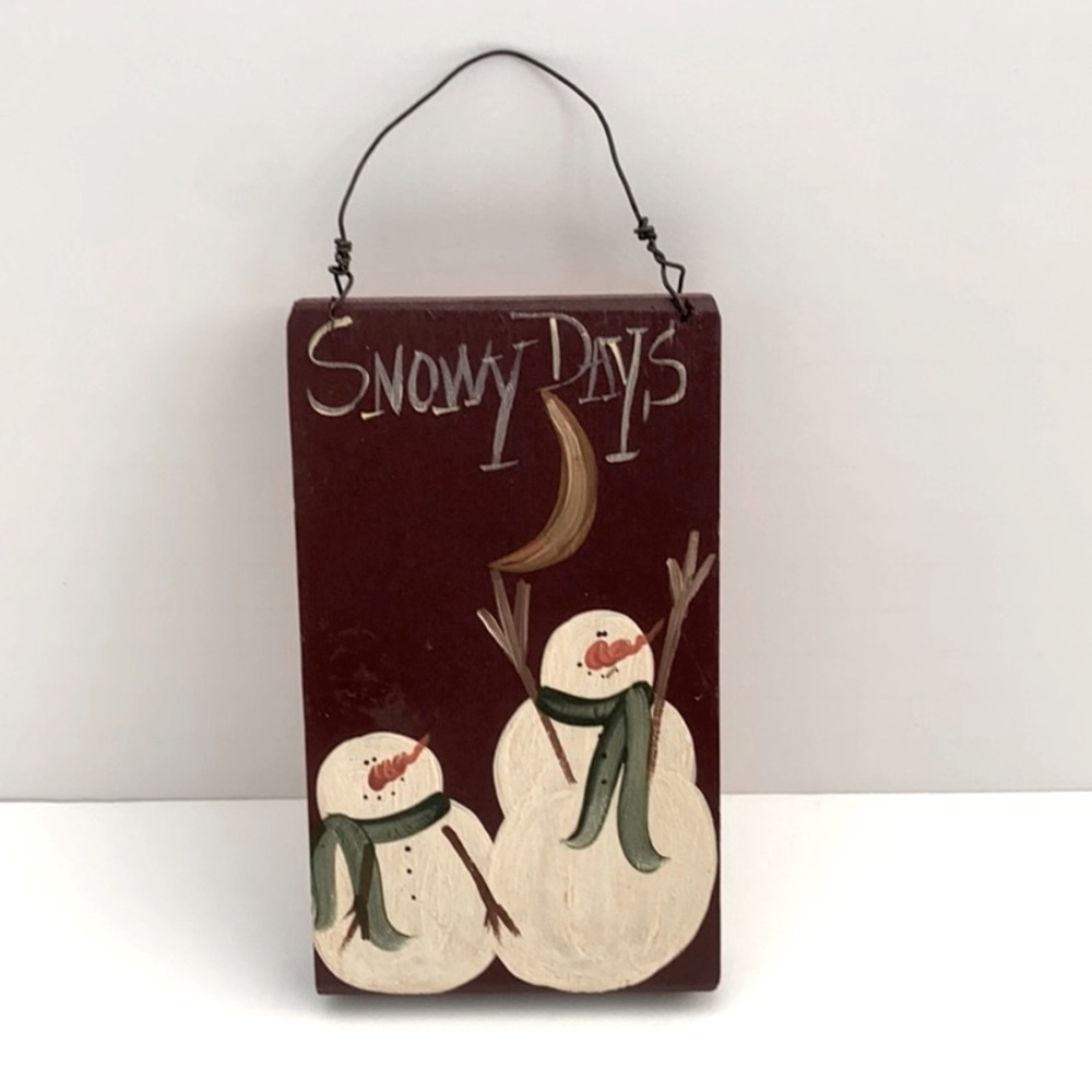Vintage ‘Snowy Days’ Rustic Snowman Wood Hanger
